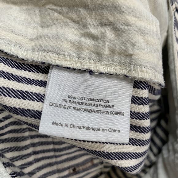 Tory Burch Shorts Womens 8 White Navy Sarah Jane Dover Pin Stripe Pockets Chino - Picture 10 of 13